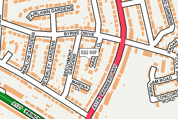 SS2 6SF map - OS OpenMap – Local (Ordnance Survey)