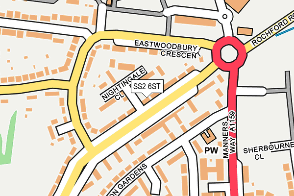 SS2 6ST map - OS OpenMap – Local (Ordnance Survey)