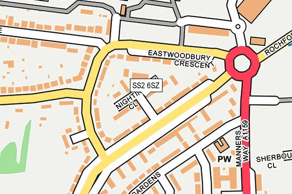 SS2 6SZ map - OS OpenMap – Local (Ordnance Survey)