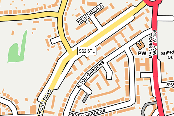 SS2 6TL map - OS OpenMap – Local (Ordnance Survey)