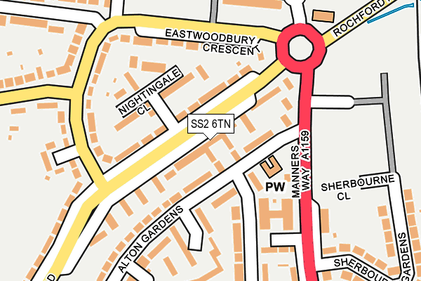 SS2 6TN map - OS OpenMap – Local (Ordnance Survey)