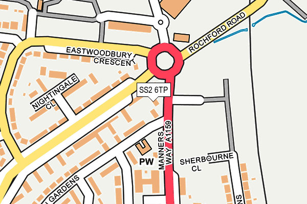 SS2 6TP map - OS OpenMap – Local (Ordnance Survey)