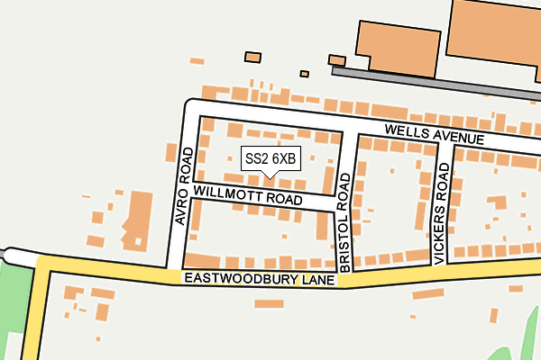 SS2 6XB map - OS OpenMap – Local (Ordnance Survey)