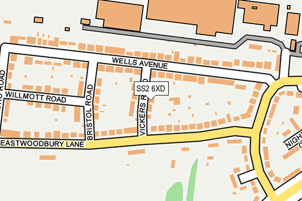 SS2 6XD map - OS OpenMap – Local (Ordnance Survey)