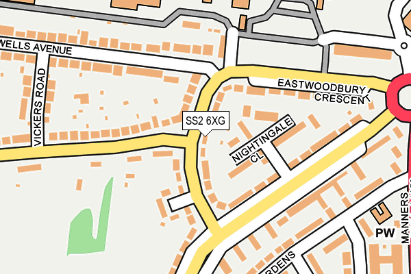 SS2 6XG map - OS OpenMap – Local (Ordnance Survey)