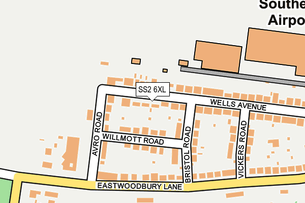 SS2 6XL map - OS OpenMap – Local (Ordnance Survey)