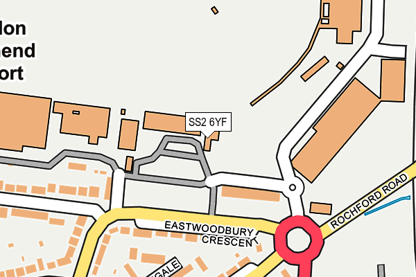 SS2 6YF map - OS OpenMap – Local (Ordnance Survey)