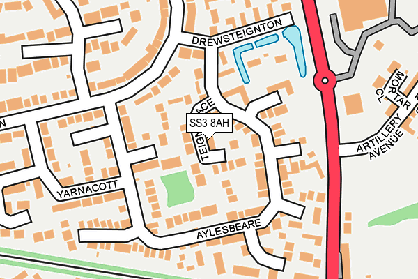 SS3 8AH map - OS OpenMap – Local (Ordnance Survey)