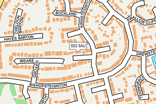 SS3 8AU map - OS OpenMap – Local (Ordnance Survey)