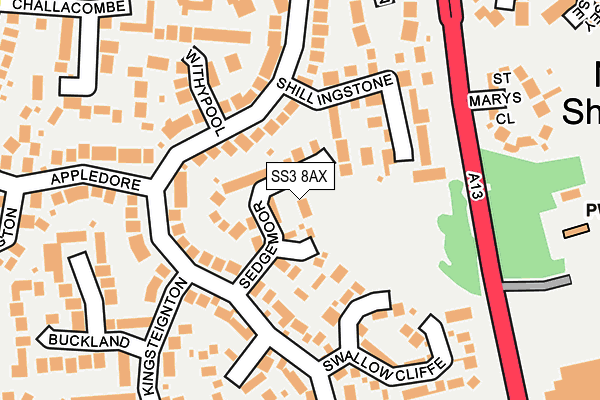SS3 8AX map - OS OpenMap – Local (Ordnance Survey)