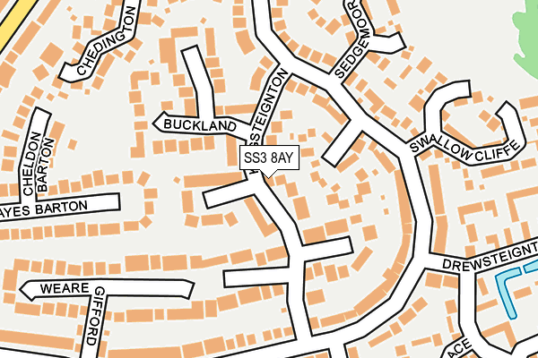 SS3 8AY map - OS OpenMap – Local (Ordnance Survey)