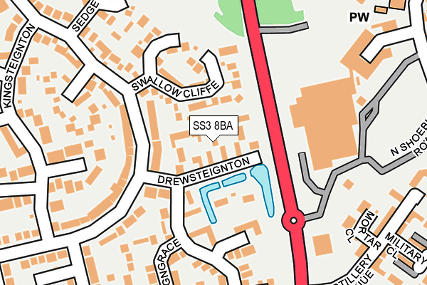 SS3 8BA map - OS OpenMap – Local (Ordnance Survey)