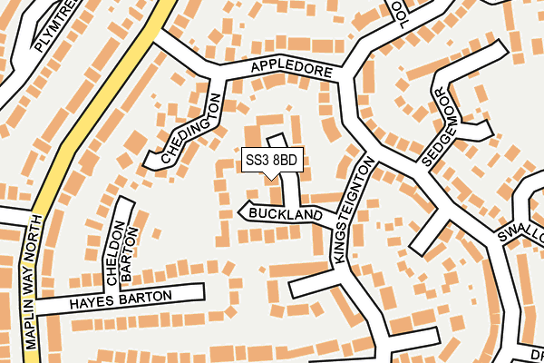 SS3 8BD map - OS OpenMap – Local (Ordnance Survey)