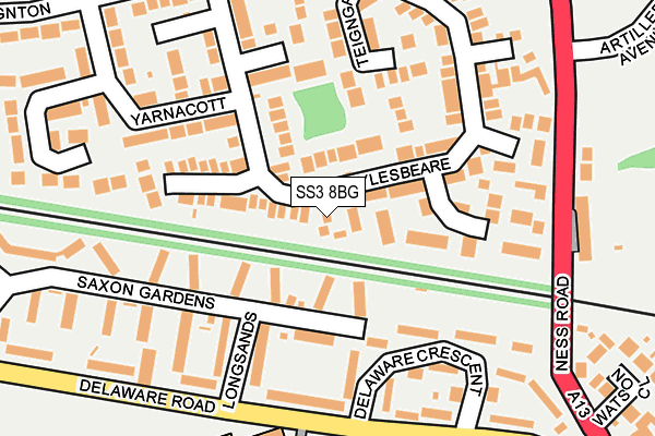 SS3 8BG map - OS OpenMap – Local (Ordnance Survey)