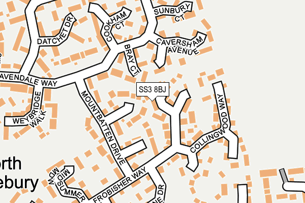 SS3 8BJ map - OS OpenMap – Local (Ordnance Survey)