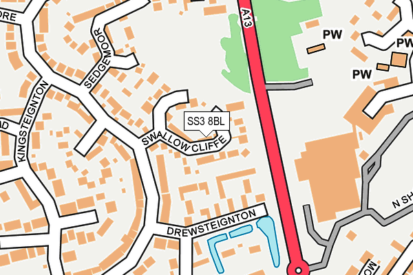 SS3 8BL map - OS OpenMap – Local (Ordnance Survey)