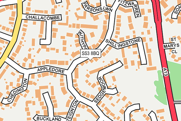 SS3 8BQ map - OS OpenMap – Local (Ordnance Survey)