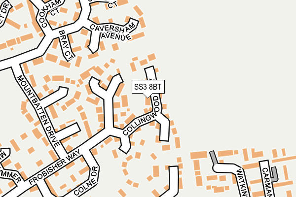 SS3 8BT map - OS OpenMap – Local (Ordnance Survey)