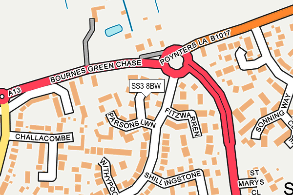 SS3 8BW map - OS OpenMap – Local (Ordnance Survey)