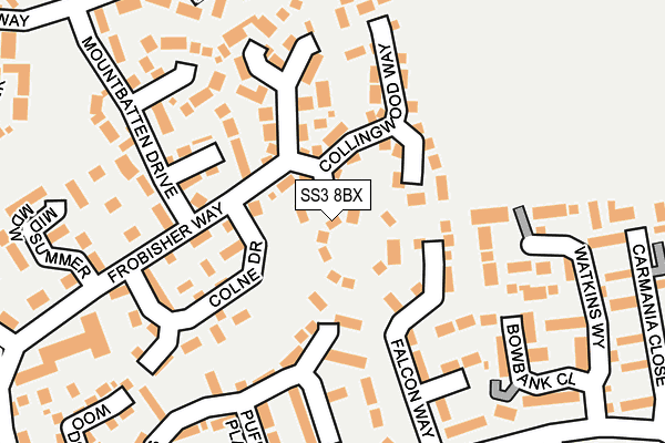 SS3 8BX map - OS OpenMap – Local (Ordnance Survey)