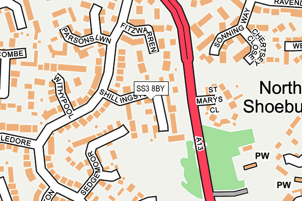 SS3 8BY map - OS OpenMap – Local (Ordnance Survey)