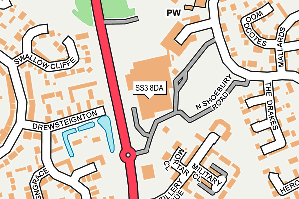 SS3 8DA map - OS OpenMap – Local (Ordnance Survey)