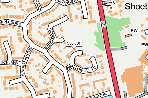 SS3 8DF map - OS OpenMap – Local (Ordnance Survey)