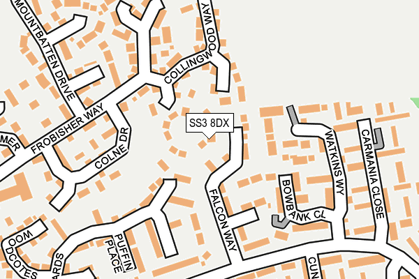 SS3 8DX map - OS OpenMap – Local (Ordnance Survey)
