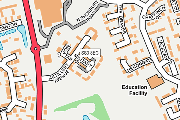 SS3 8EG map - OS OpenMap – Local (Ordnance Survey)