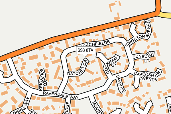 SS3 8TA map - OS OpenMap – Local (Ordnance Survey)
