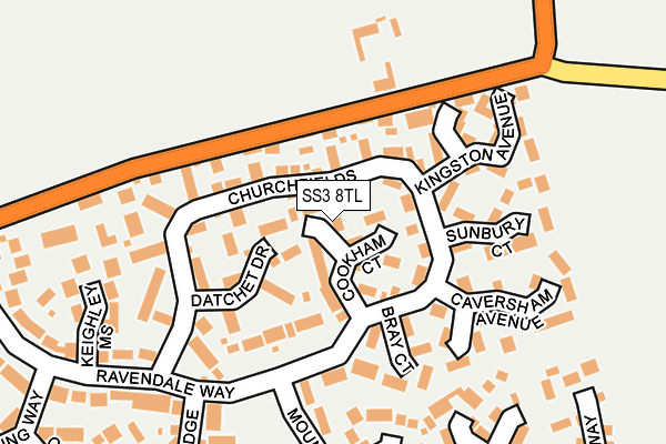 SS3 8TL map - OS OpenMap – Local (Ordnance Survey)