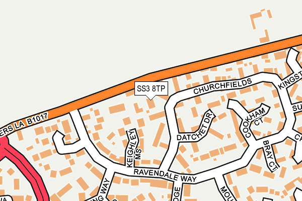 SS3 8TP map - OS OpenMap – Local (Ordnance Survey)