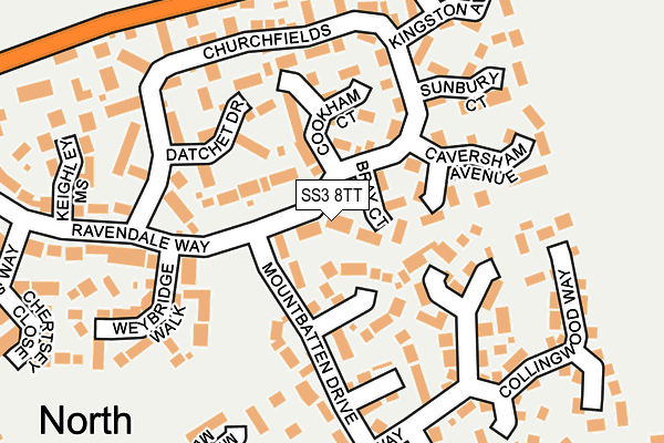 SS3 8TT map - OS OpenMap – Local (Ordnance Survey)