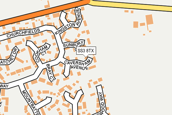 SS3 8TX map - OS OpenMap – Local (Ordnance Survey)