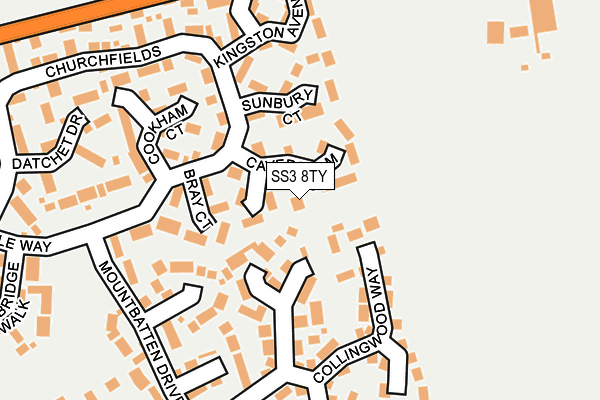 SS3 8TY map - OS OpenMap – Local (Ordnance Survey)