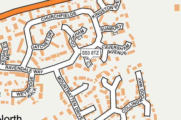 SS3 8TZ map - OS OpenMap – Local (Ordnance Survey)