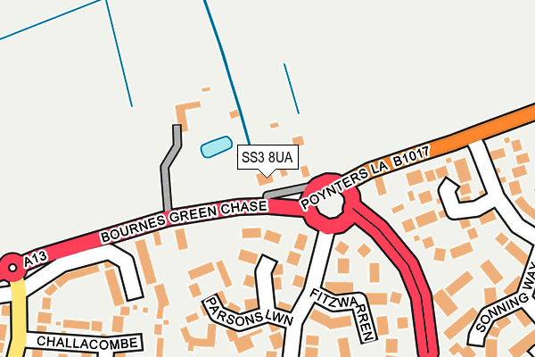 SS3 8UA map - OS OpenMap – Local (Ordnance Survey)