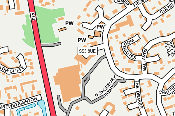 SS3 8UE map - OS OpenMap – Local (Ordnance Survey)