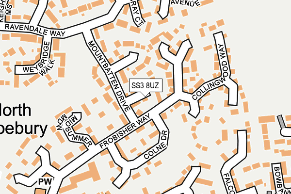 SS3 8UZ map - OS OpenMap – Local (Ordnance Survey)