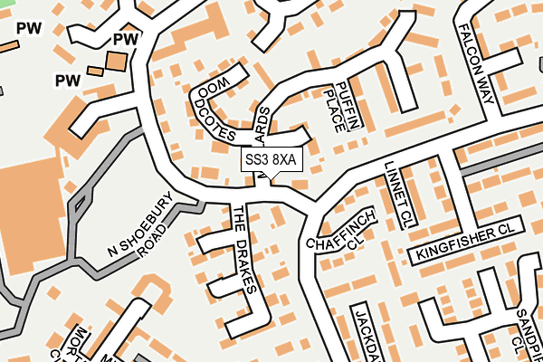 SS3 8XA map - OS OpenMap – Local (Ordnance Survey)