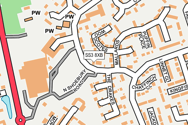 SS3 8XB map - OS OpenMap – Local (Ordnance Survey)