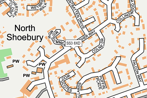 SS3 8XD map - OS OpenMap – Local (Ordnance Survey)