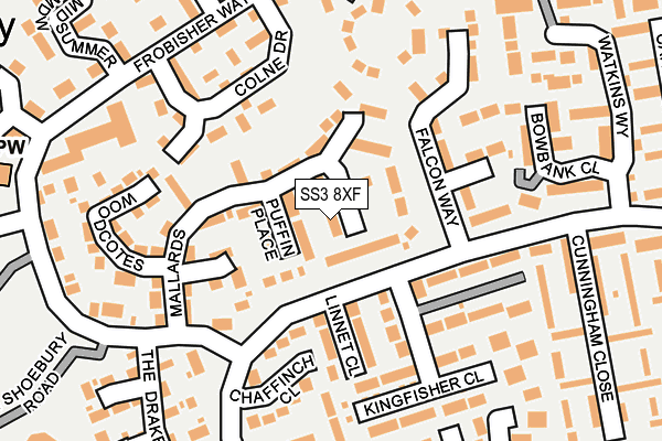 SS3 8XF map - OS OpenMap – Local (Ordnance Survey)