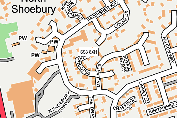 SS3 8XH map - OS OpenMap – Local (Ordnance Survey)