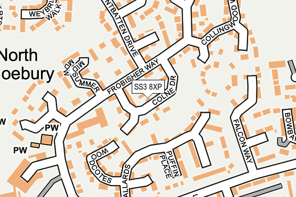 SS3 8XP map - OS OpenMap – Local (Ordnance Survey)