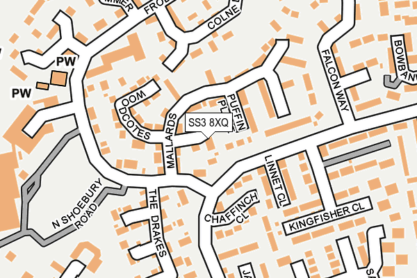 SS3 8XQ map - OS OpenMap – Local (Ordnance Survey)