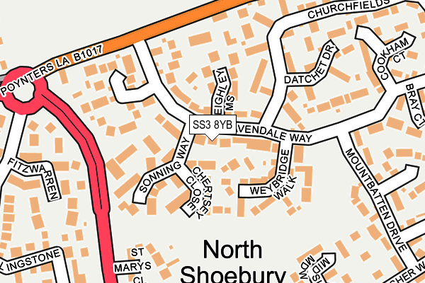 SS3 8YB map - OS OpenMap – Local (Ordnance Survey)