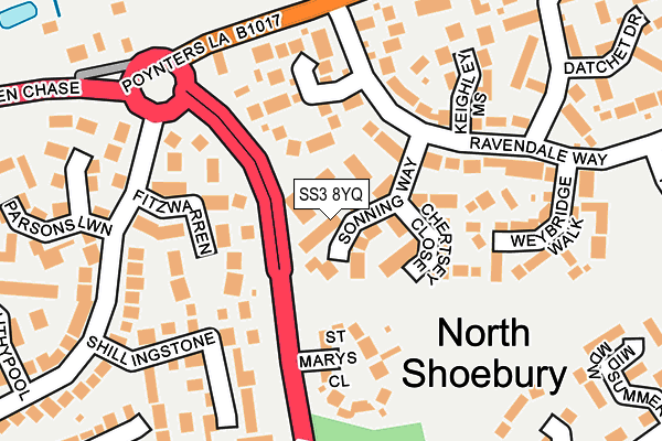 SS3 8YQ map - OS OpenMap – Local (Ordnance Survey)