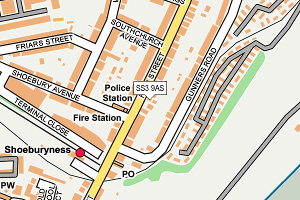 SS3 9AS map - OS OpenMap – Local (Ordnance Survey)