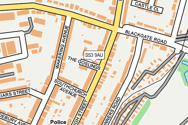 SS3 9AU map - OS OpenMap – Local (Ordnance Survey)